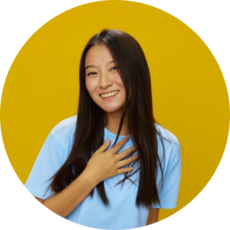 A teen girl with long black hair represents being confident and good social skills